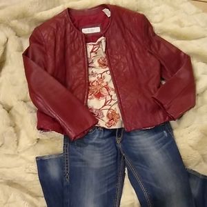 Cranberry red Leather Jacket